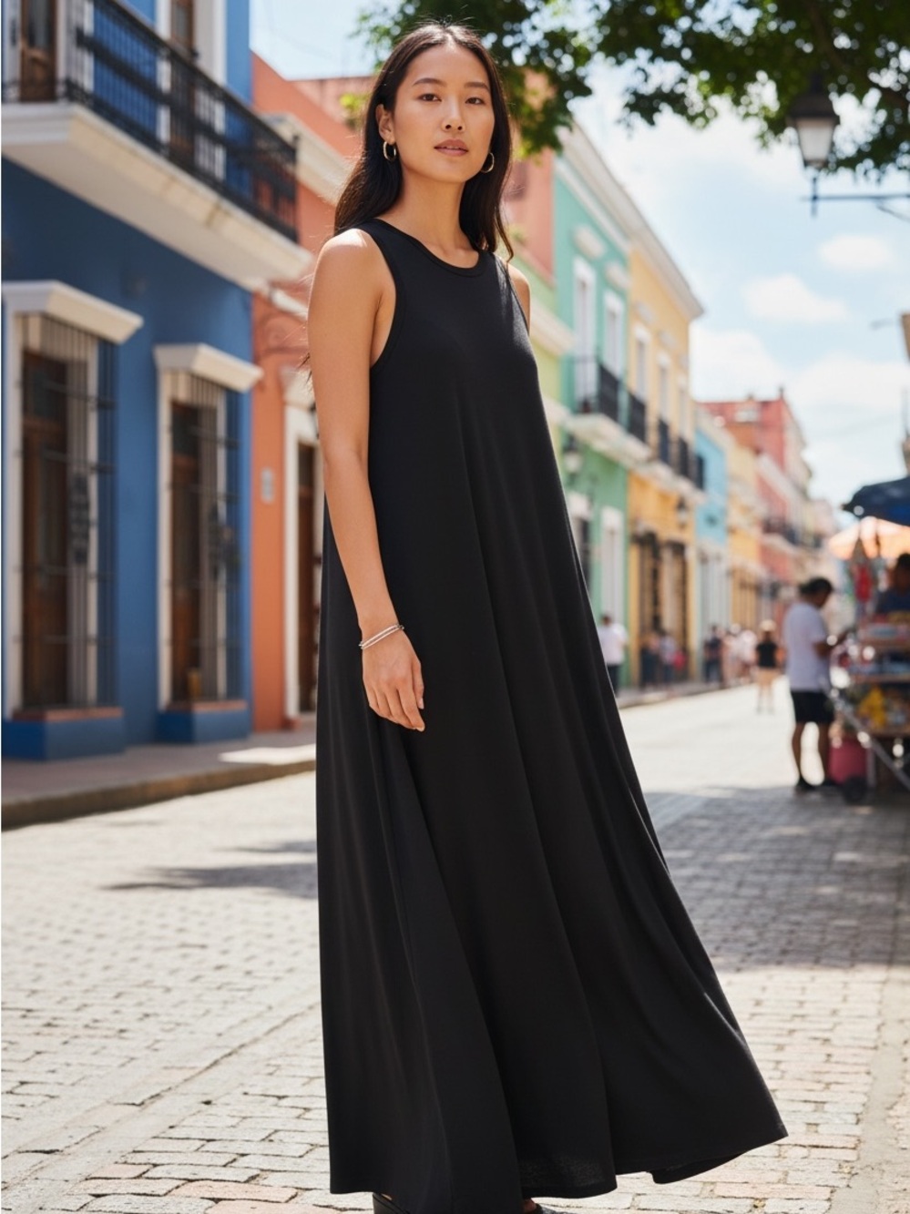 UNIQLO Navy Blue Sleeveless Maxi Dress - Size Small NWOT - Picture 2 of 9